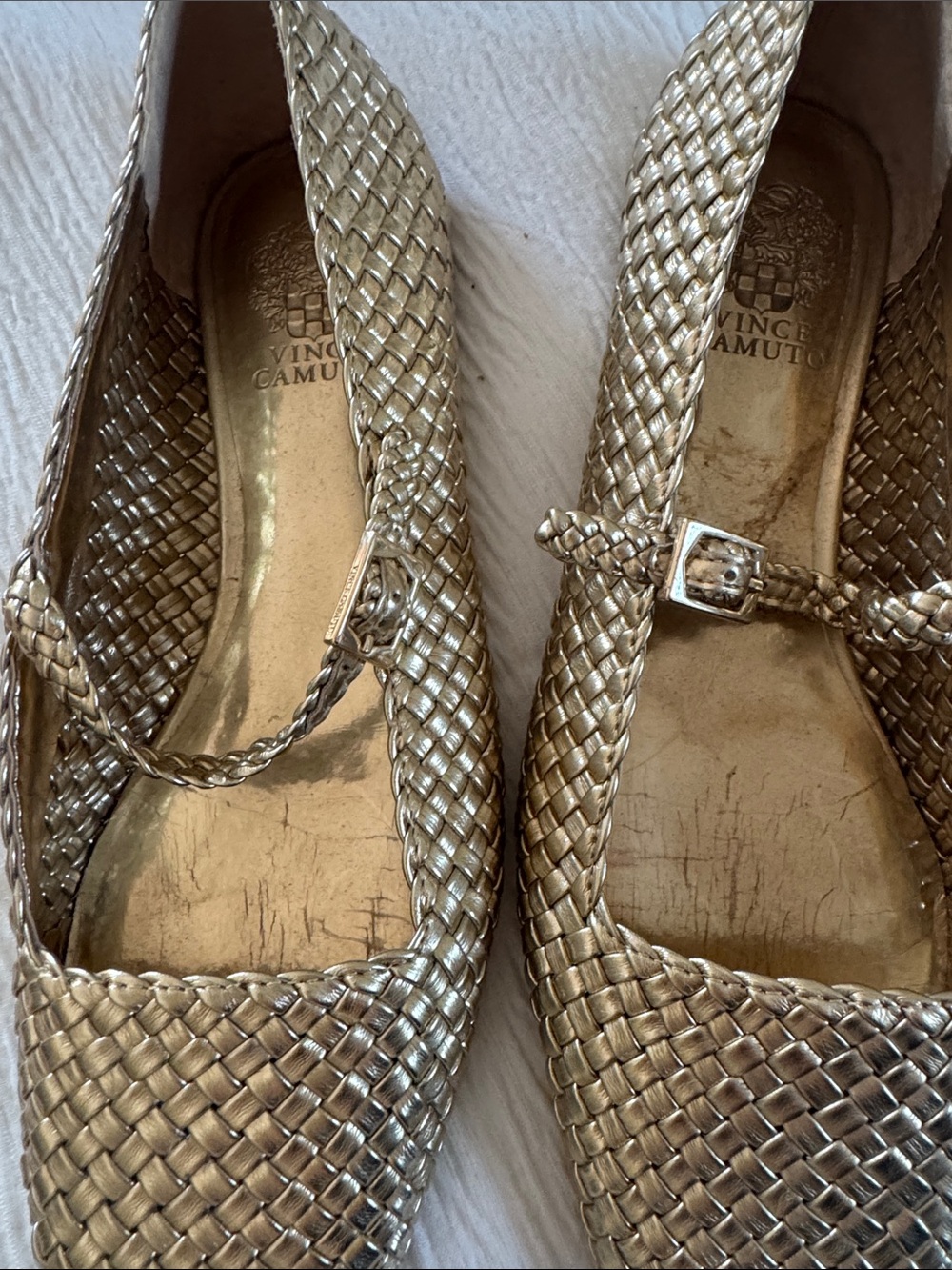 Vince Camuto Metallic Gold Woven Mary Jane Flats - Picture 3 of 3